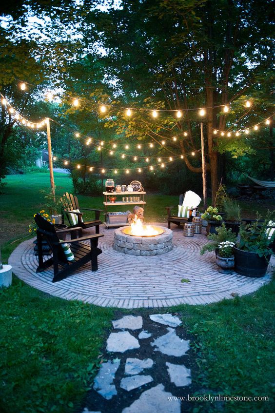 outdoor string lights in backyard