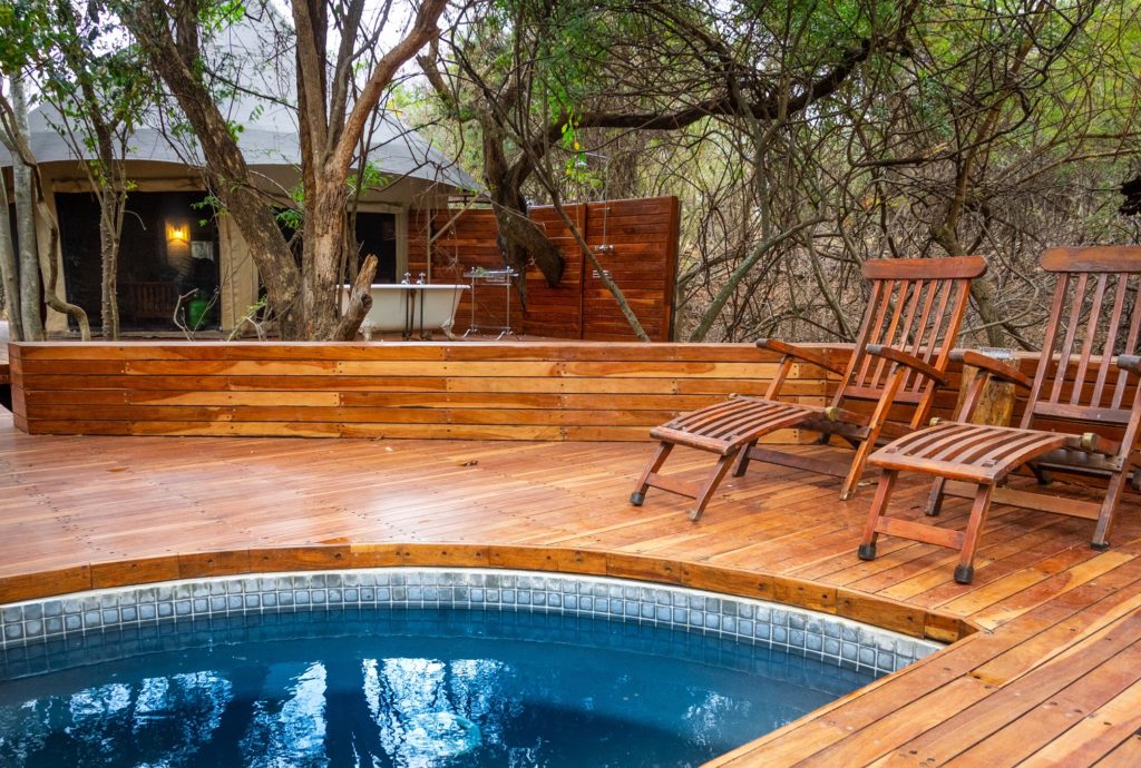 wooden pool deck